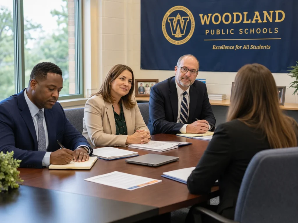School hiring panel conducting structured teacher longevity interview
